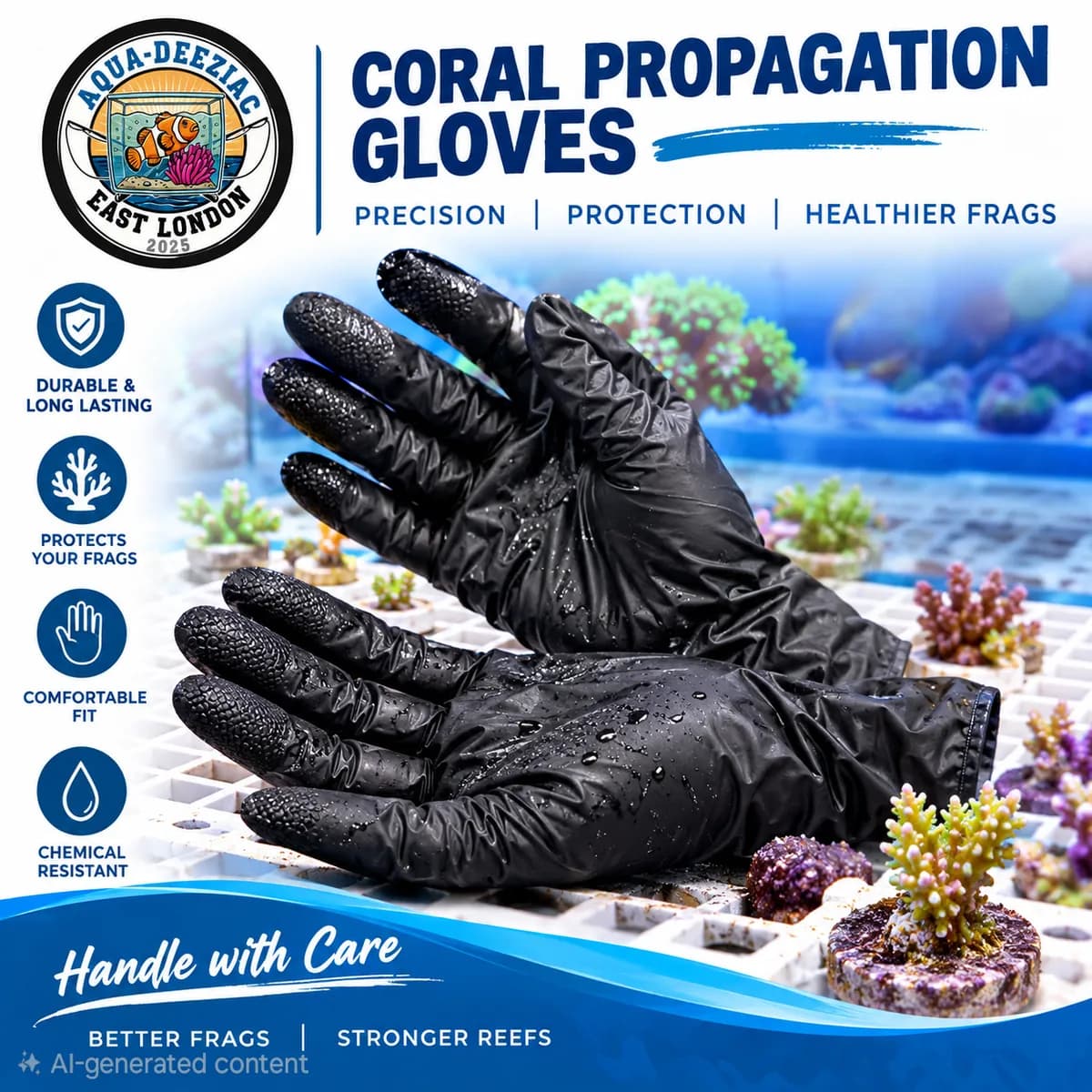 Coral Propagation Nitrile Gloves